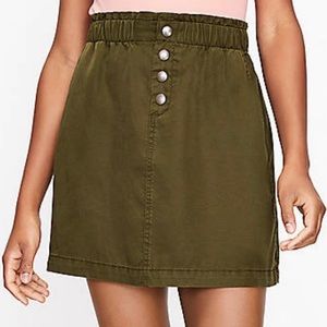 Snap Paper Bag Pocket Skirt - Green